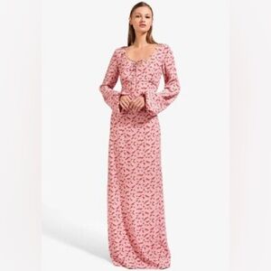 STAUD,MUSHROOM DRESS, Long Sleeve Maxi Dress Boho Retro Chic Size 6 (MSRP$395)